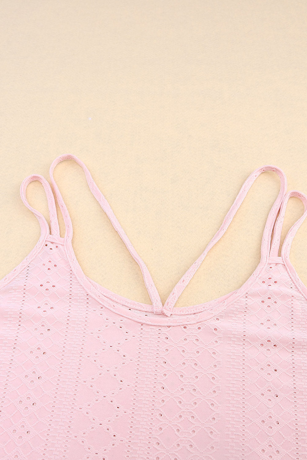 Pink Eyelet Strappy Scoop-Neck Tank Top