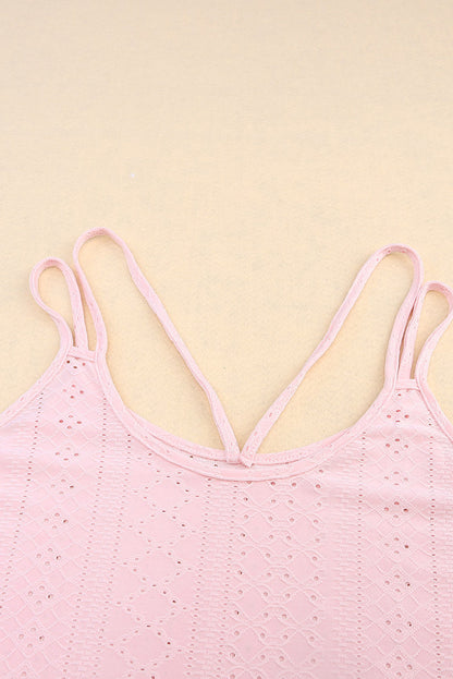 Pink Eyelet Strappy Scoop-Neck Tank Top