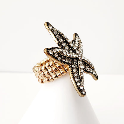 Black & White Starfish Stretch Ring