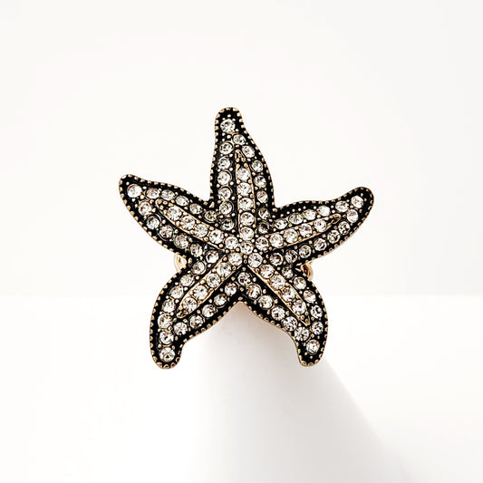 Black & White Starfish Stretch Ring