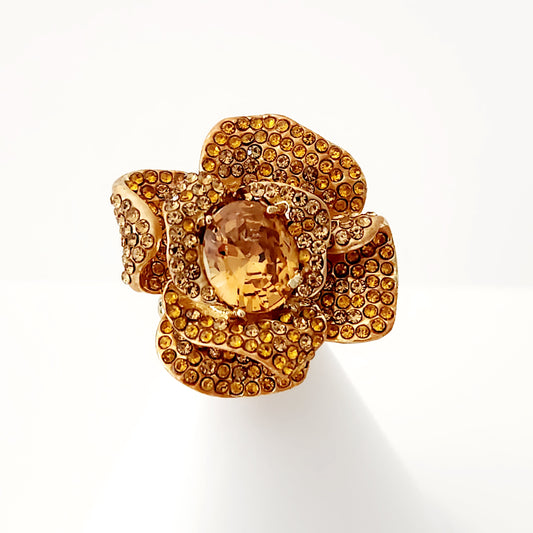 Amber Bloom Floral Stretch Ring