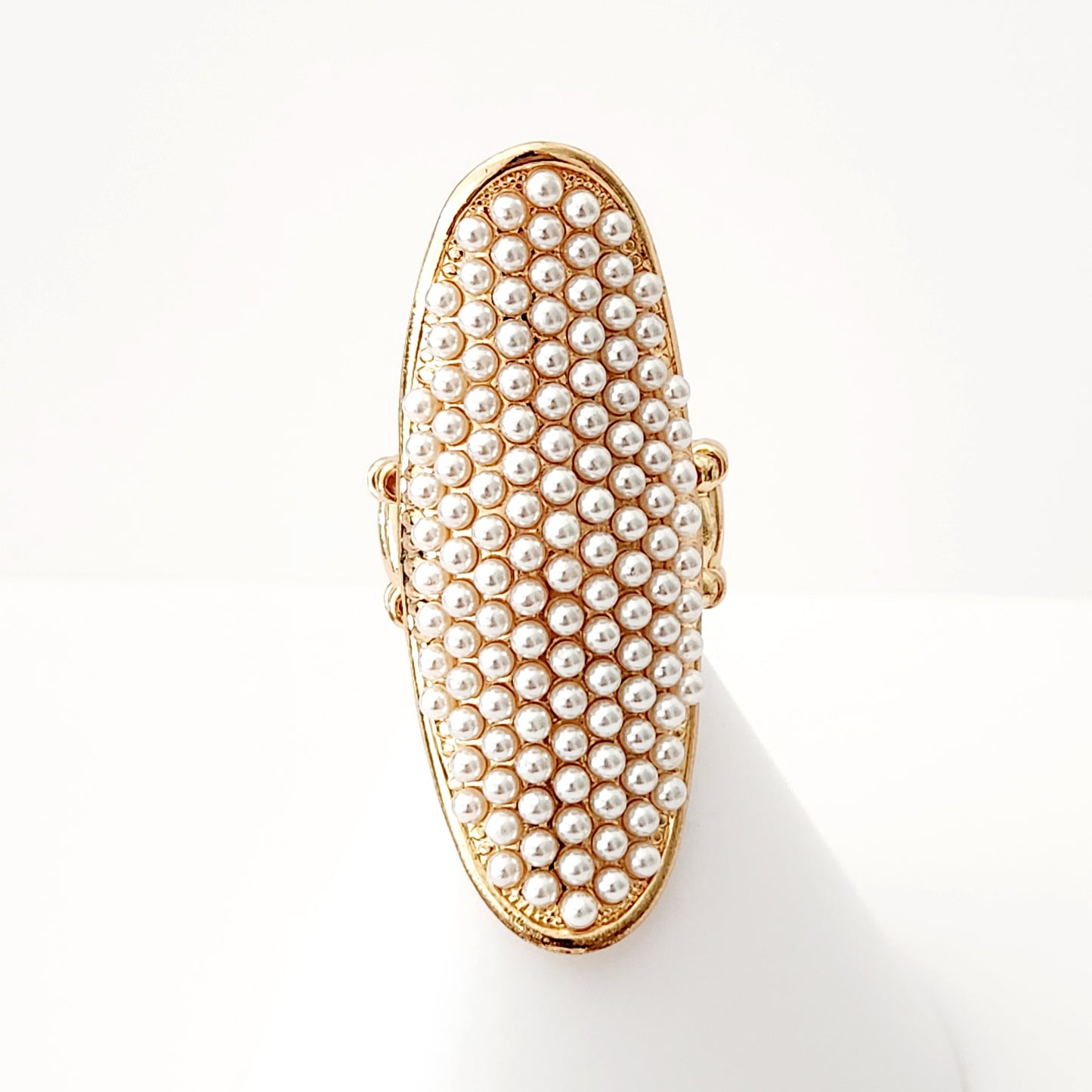 Pearl Luxe Oval Stretch Ring (Gold)