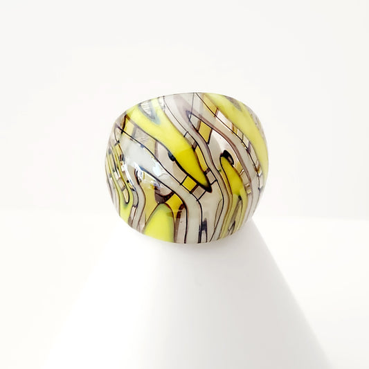 Yellow Wave Glass Ring