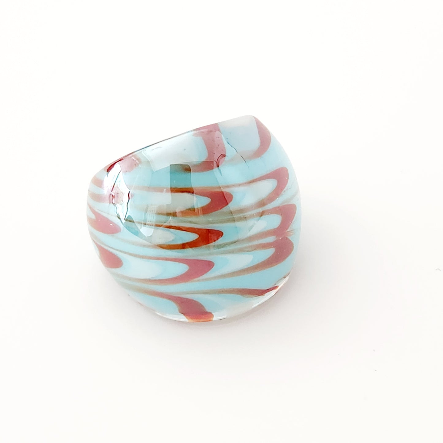 Aqua Swirl Glass Ring