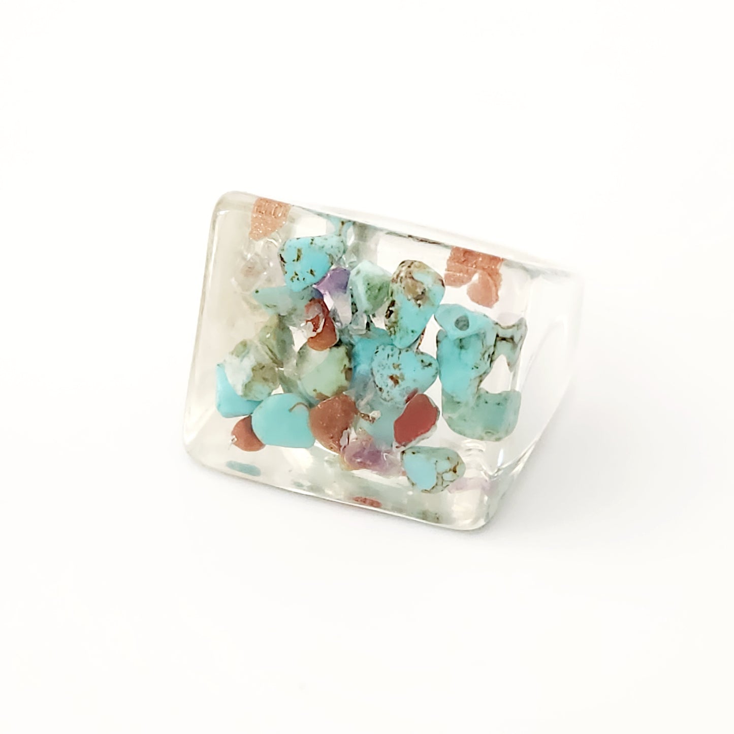 Turquoise Gemstone Acrylic Ring