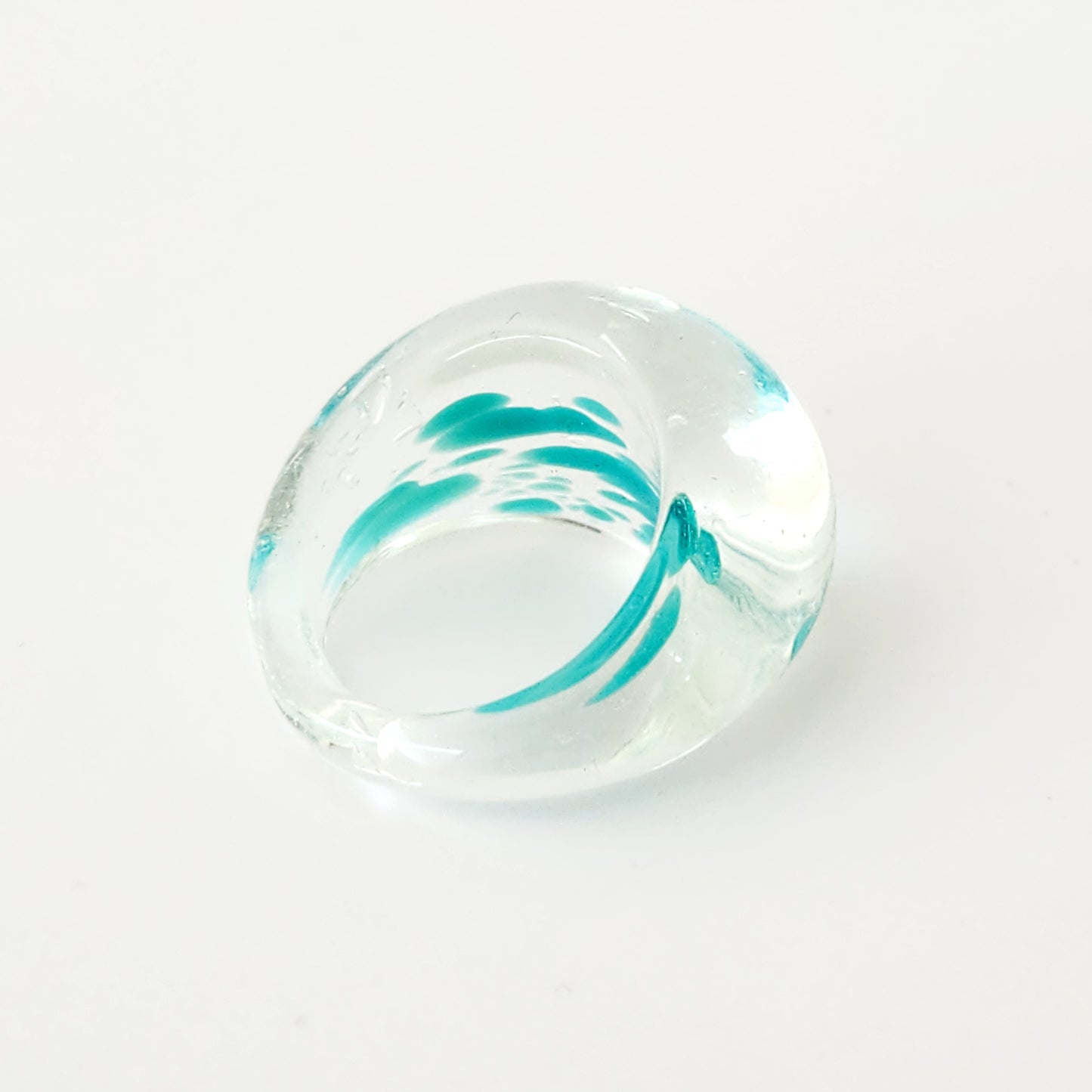 Teal Splash Glass Ring