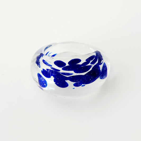 Deep Blue Splash Glass Ring