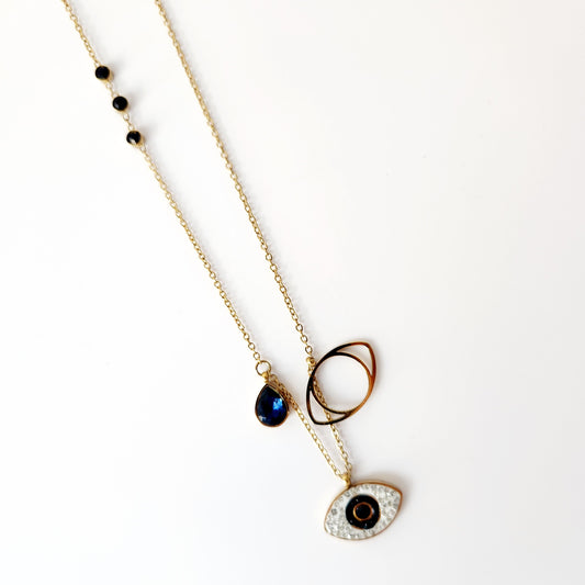 Layered Evil Eye Charm Necklace