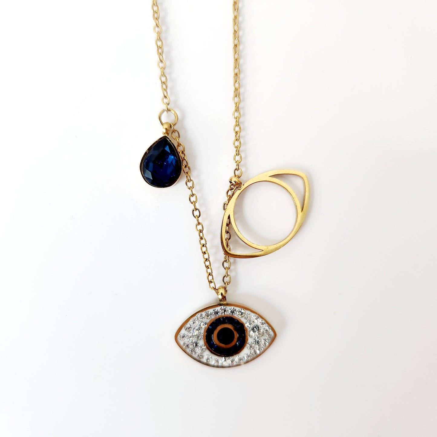 Layered Evil Eye Charm Necklace