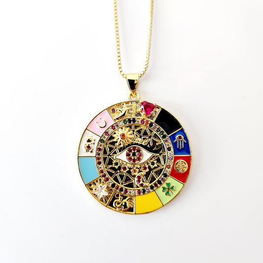 Zodiac Charm Medallion Necklace