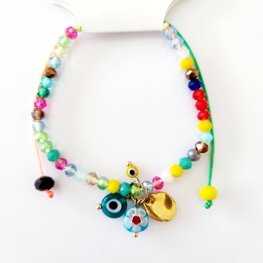 Rainbow Evil Eye Beaded Bracelet