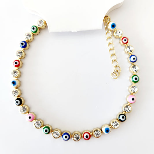 Dainty Evil Eye Crystal Bracelet