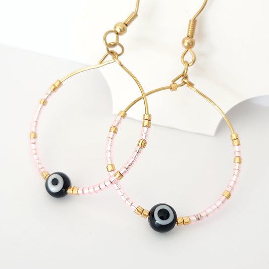 Minimalist Evil Eye Hoops