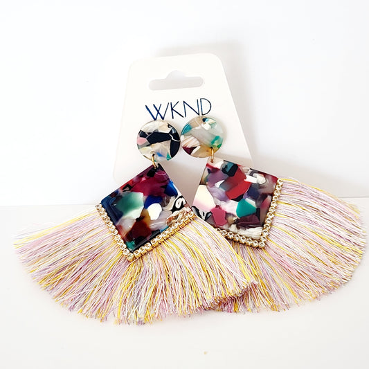 Confetti Fringe Statement Earrings