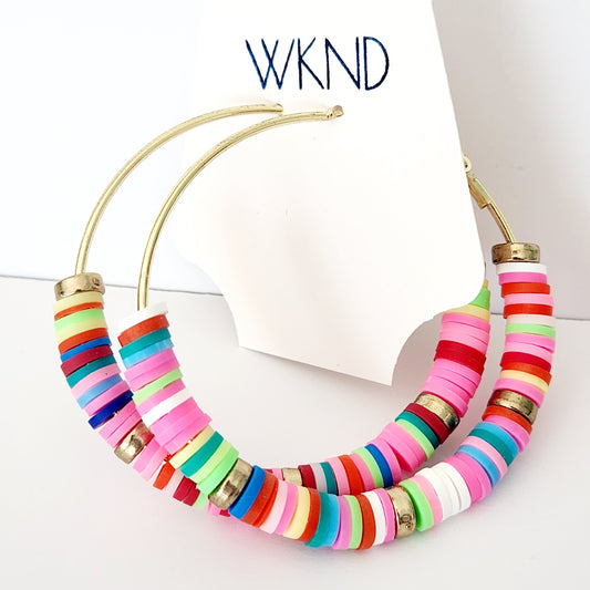 Colorful Clay Bead Hoops