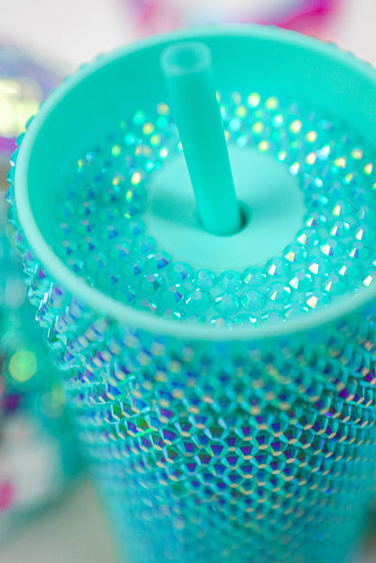 Green Full Rhinestone Straw Cup 40oz