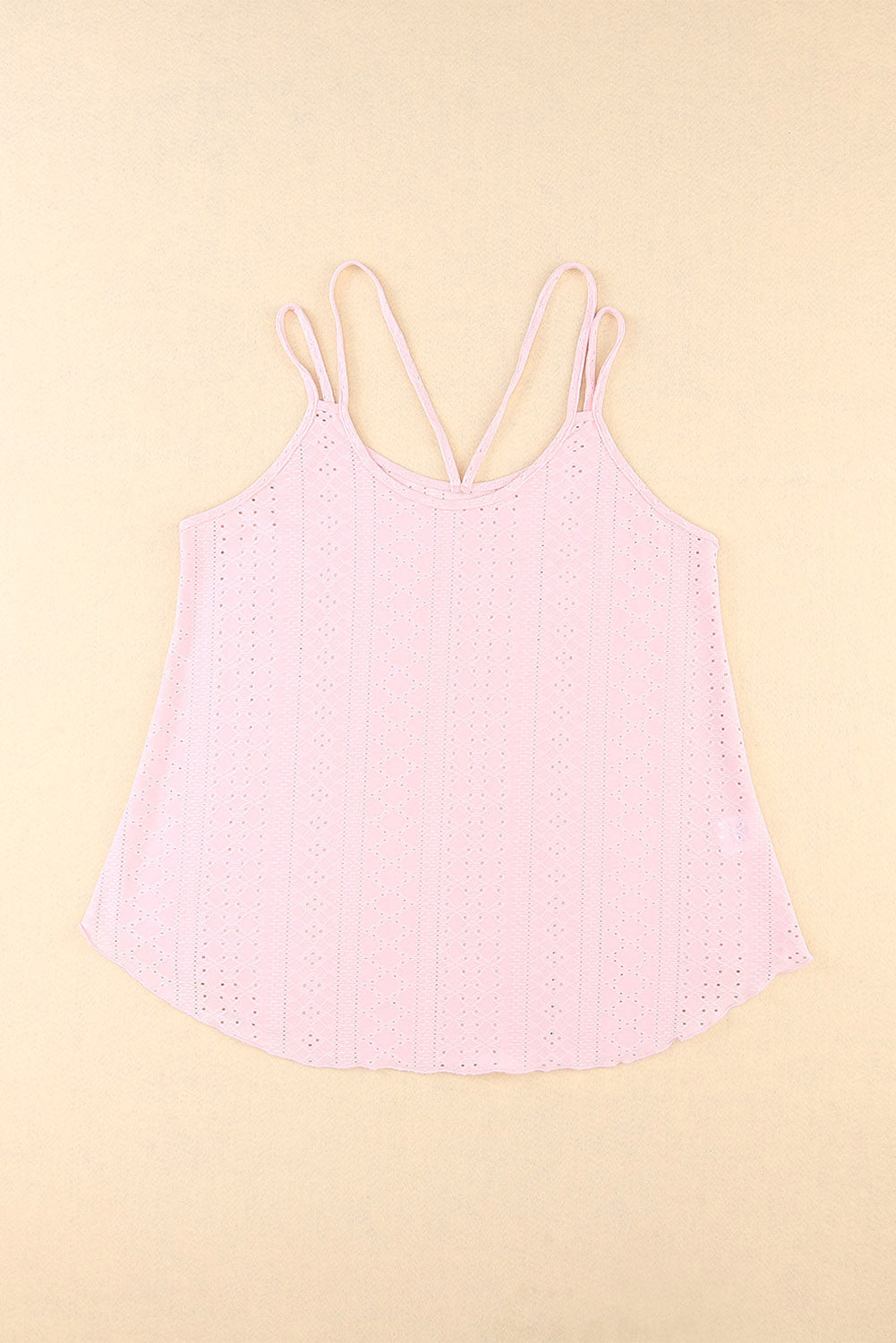 Pink Eyelet Strappy Scoop-Neck Tank Top