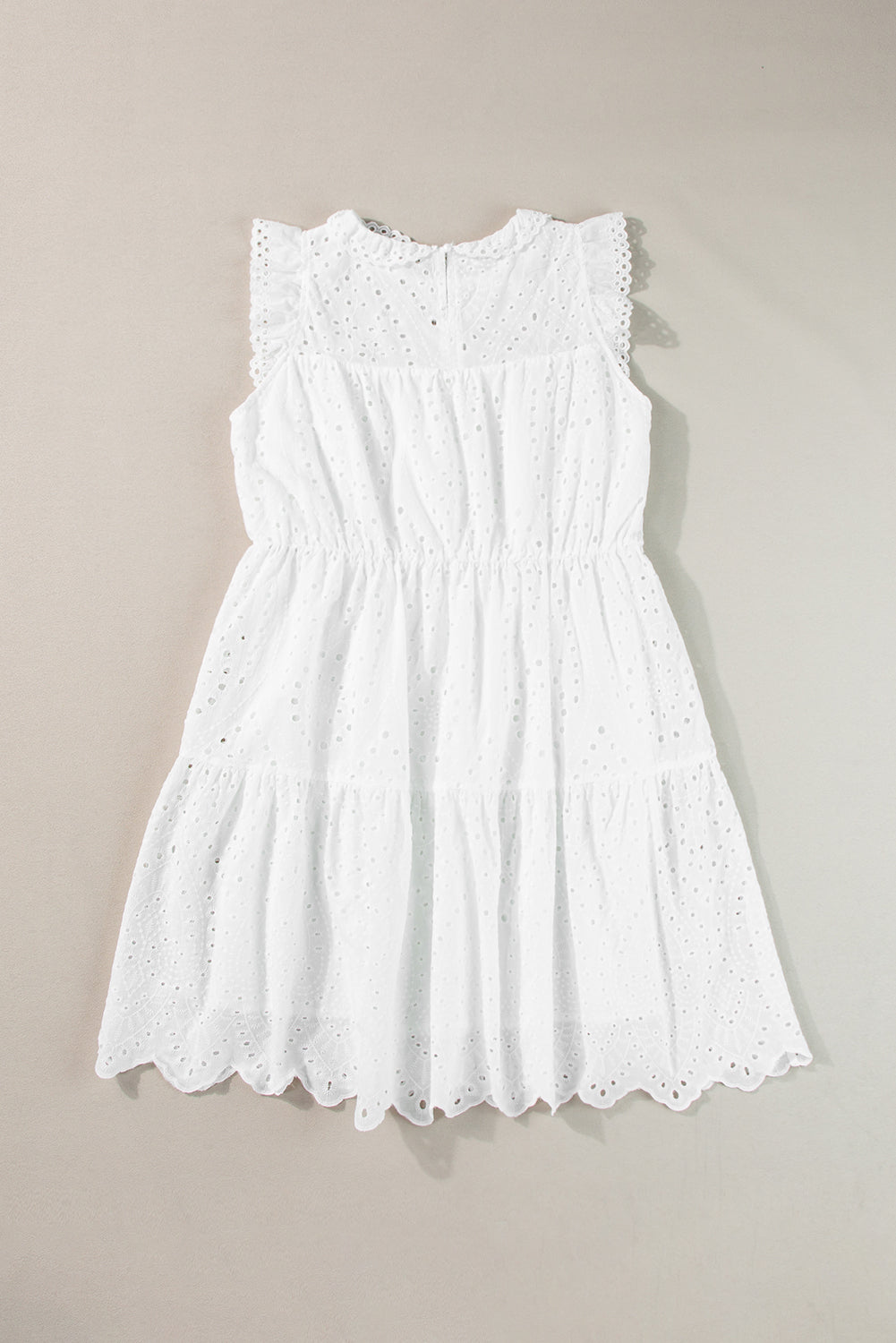 White Elegant Hollowed Flutter A-line Short Dress