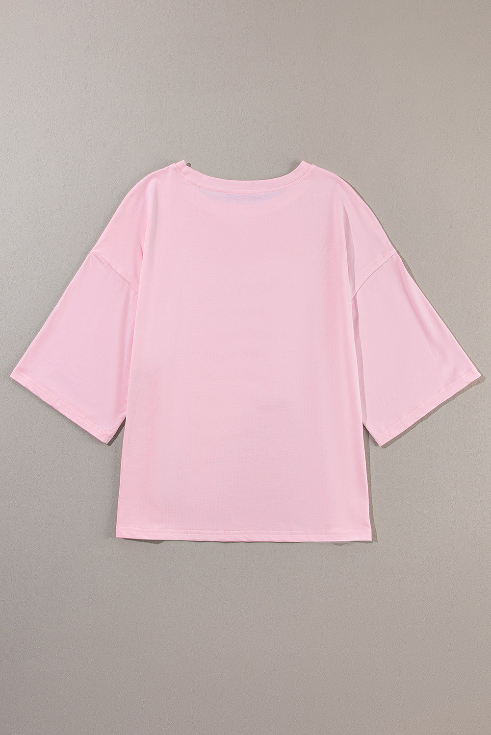 Light Pink Colorblock Star Patched Half Sleeve Oversized Tee