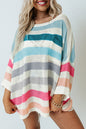 Multicolor Striped Knit Top with Chest Pocket