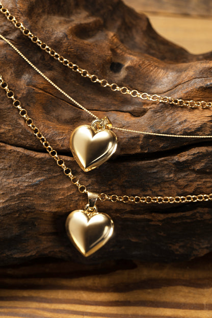 Gold Multilayer Heart Shape Pendant Valentine Necklace