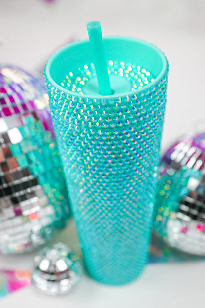 Green Full Rhinestone Straw Cup 40oz