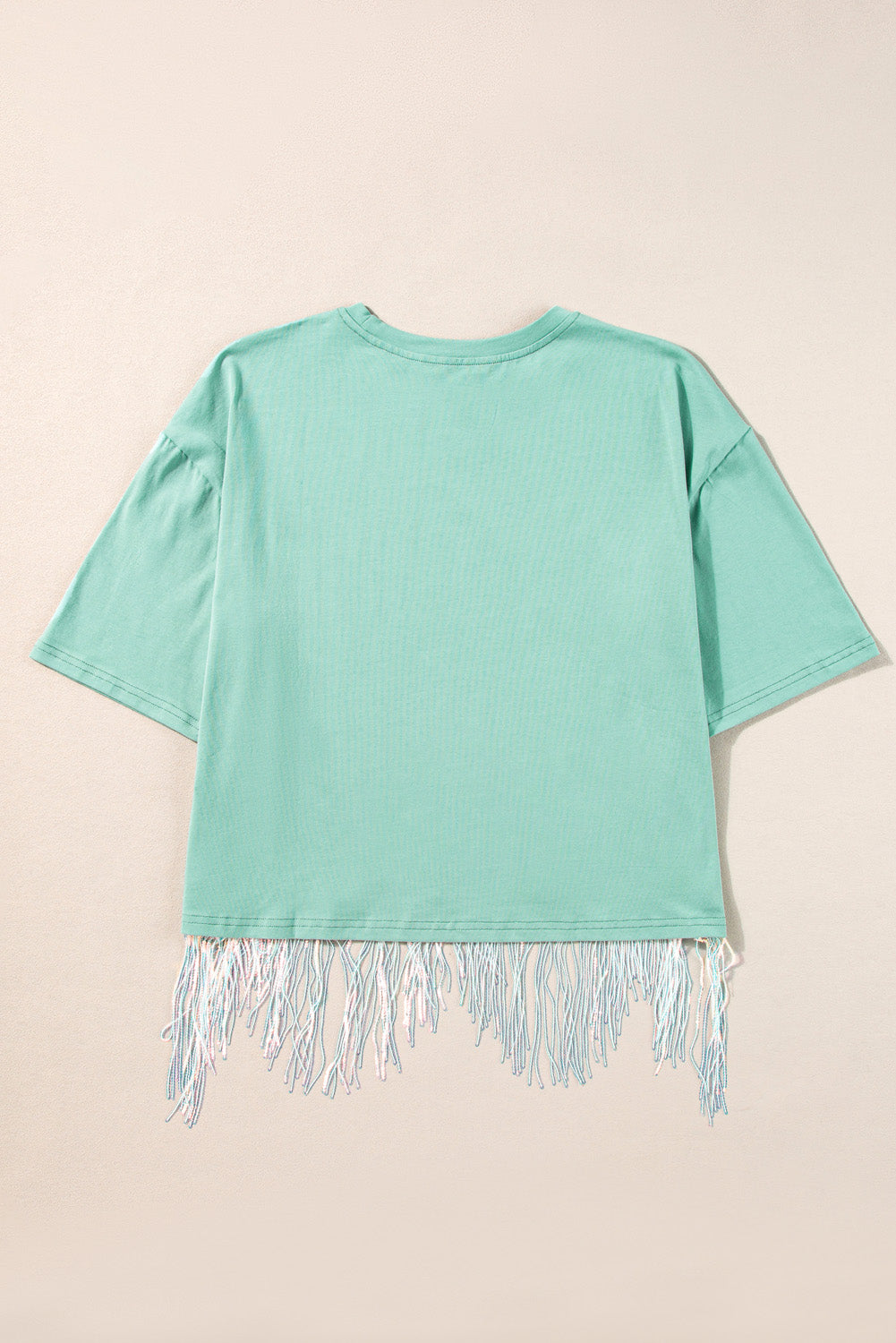 Moonlight Jade Fringed Sequin Crop T-shirt