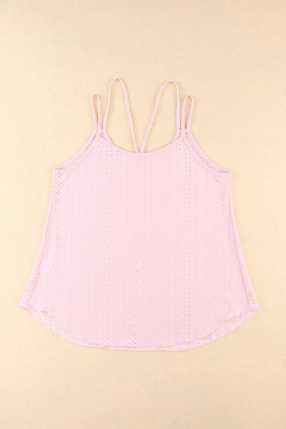 Pink Eyelet Strappy Scoop-Neck Tank Top