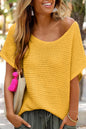 Ginger Solid Loose Knit Short Dolman Sleeve Sweater